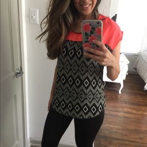 Neon & black & white top